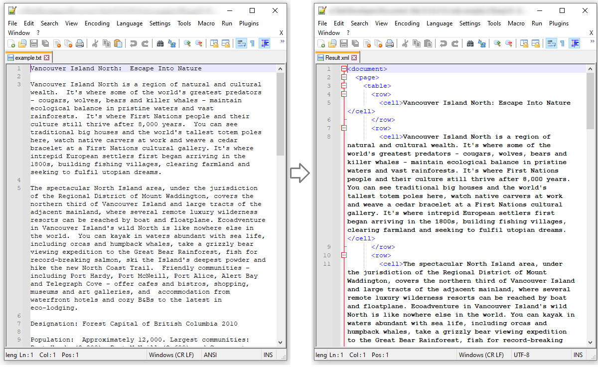 Convert text file to XML file